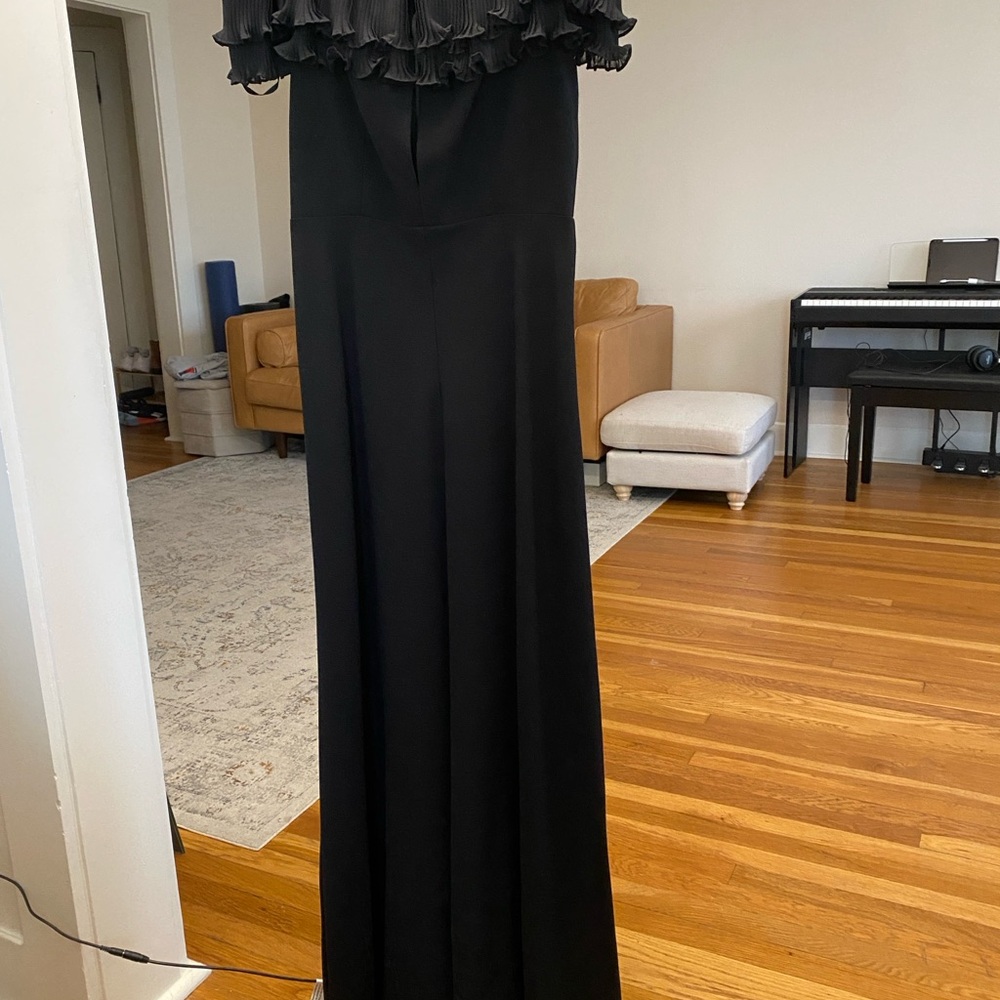 Jill Stuart Black Ruffle Cape Gown